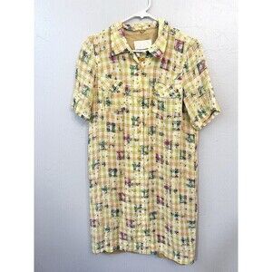 Vintage Tissus Monde Paris Dress Floral Mid Century Modern Buttons Lined M 1960s